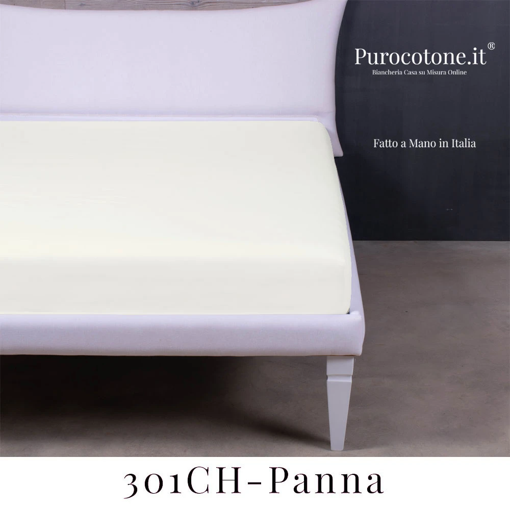 Outlet - Lenzuola Sotto con Angoli - 145x215+30 Cotone 301Ch Panna